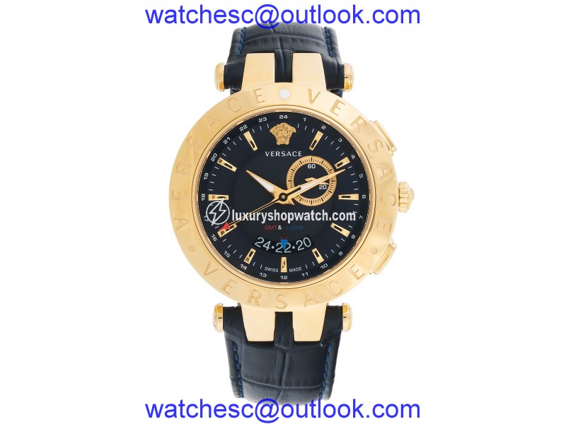 Versace Mens Watch 46mm V-Race GMT Alarm Versace